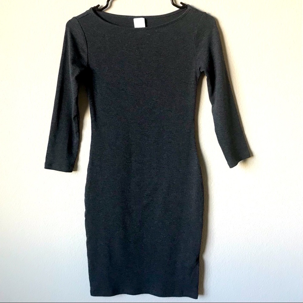 H&M Ribbed Grey Bodycon Dress